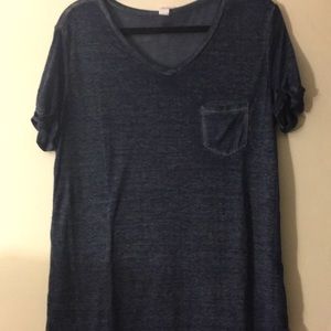 NWOT burn out material blue v neck tee